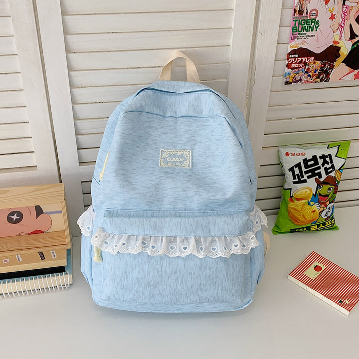 Elegant Ruffled Lace School Backpack