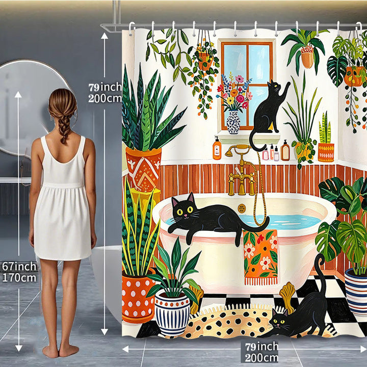 Cat-Themed Bathroom Shower Curtain Kalsten