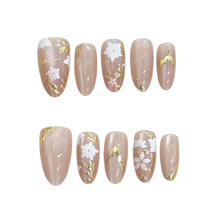 Floral Embellished Press-On Nail Design Kalsten