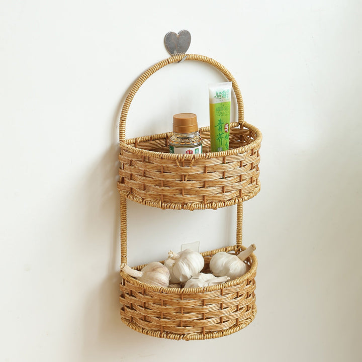 Double-Tiered Wicker Storage Basket Kalsten