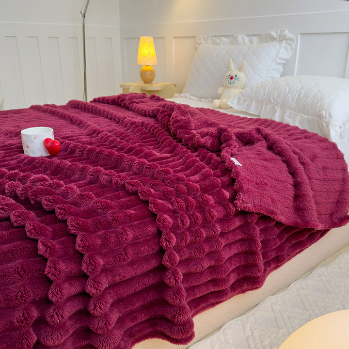 Women High-pile Cozy Blanket with Wave Pattern Kalsten
