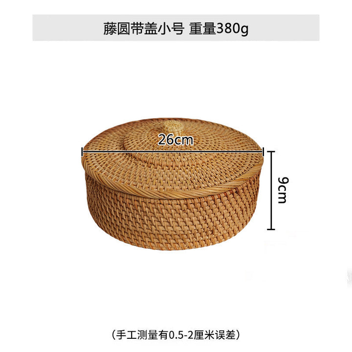Women's round storage basket made of woven natural material Kalsten