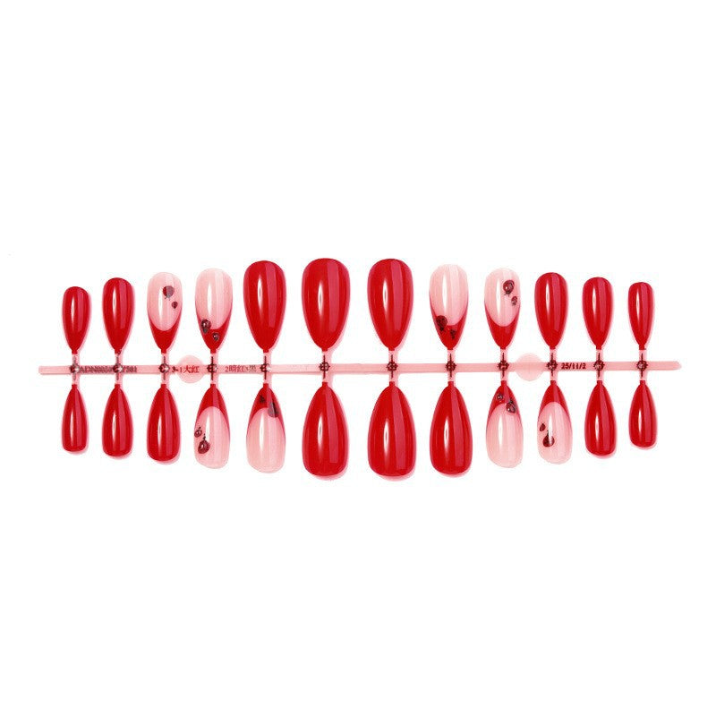 Whimsical Press-On Nail Set with Ladybug and Glossy Finish Acalora