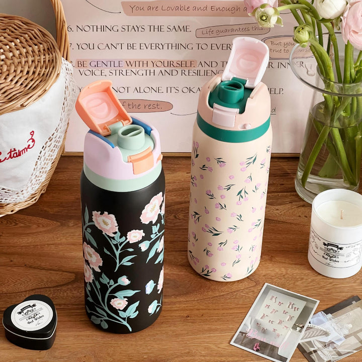 Ladies Insulated Water Bottle with Floral Design Kalsten