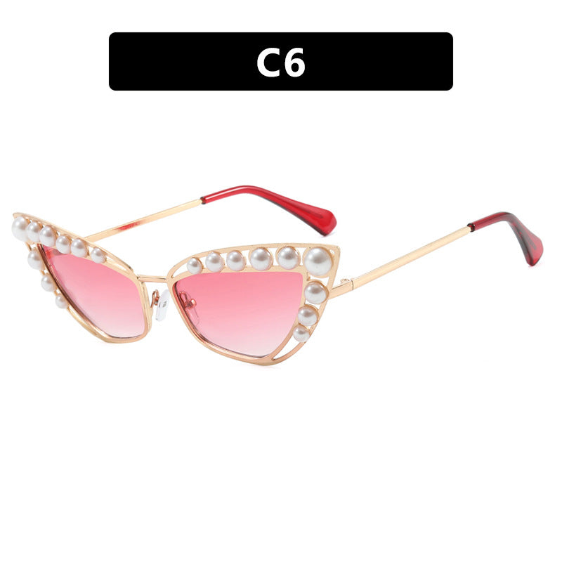 Ladies Cat-Eye Sunglasses with Exclusive Pearl Tip Frame Kalsten