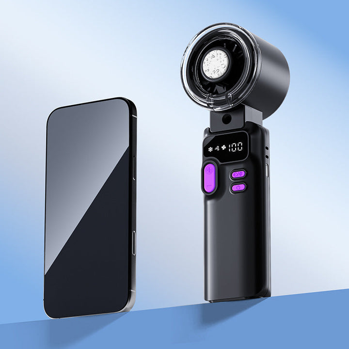 Cooling rechargeable handheld digital display misting mini fan with adjustable tilt and USB-C charging Kalsten