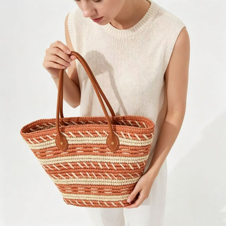 Bast-Beach bag with Elegant Structured Design Kalsten