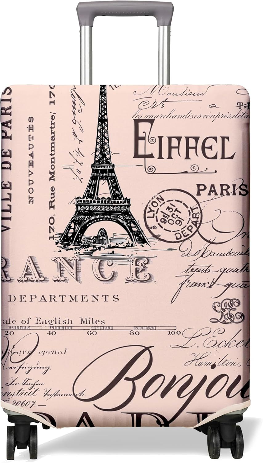 Unisex non-elastic suitcase cover with Paris motif and water-repellent stretch fabric for trolley Kalsten