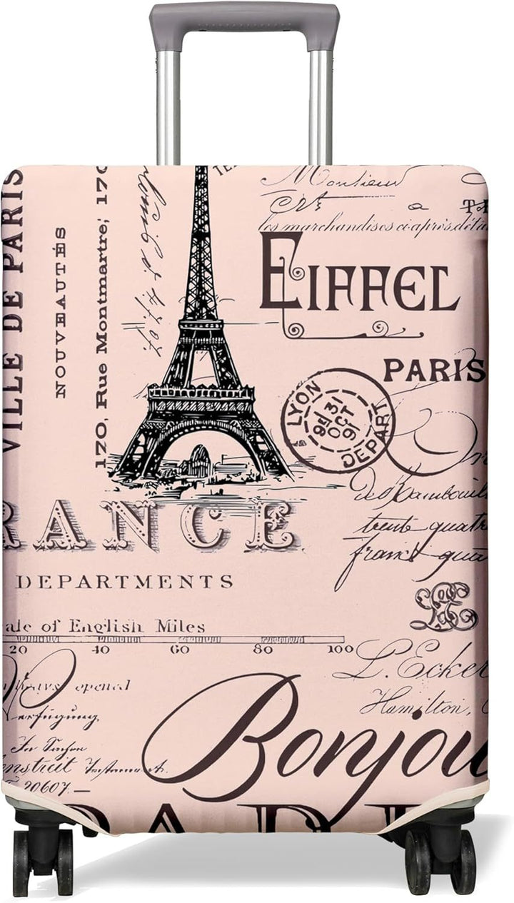Unisex non-elastic suitcase cover with Paris motif and water-repellent stretch fabric for trolley Kalsten