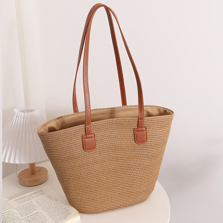 Elegant Bast Handbag with Leather Handles Kalsten