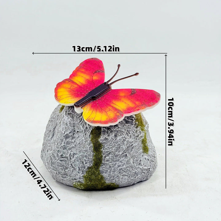 Decorative Solar-Powered Butterfly Perched Stone LED Garden Accent Kalsten