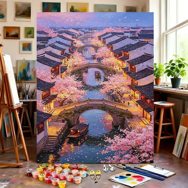 Scenic Cherry Blossom Paint by Numbers Art Kit Kalsten