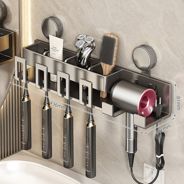 Wall-Mounted Hair Tool Organizer with Storage Compartment Kalsten