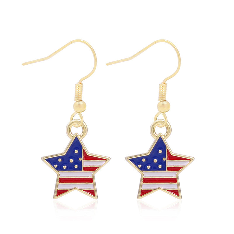 Women's long multi-layer star drop earrings with crystal embellishments and rhodium-plated alloy Kalsten