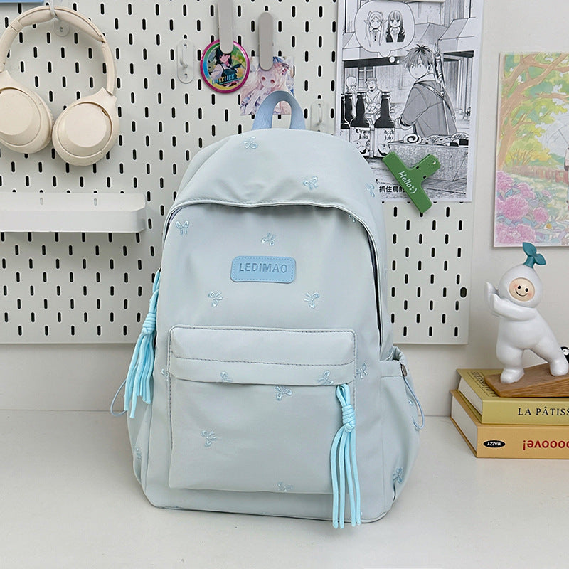 Elegant Floral Embroidered School Backpack