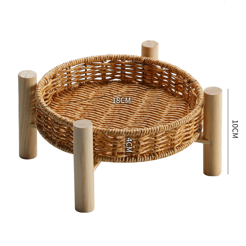 Unisex Round Storage Bowl with Wooden Legs Kalsten