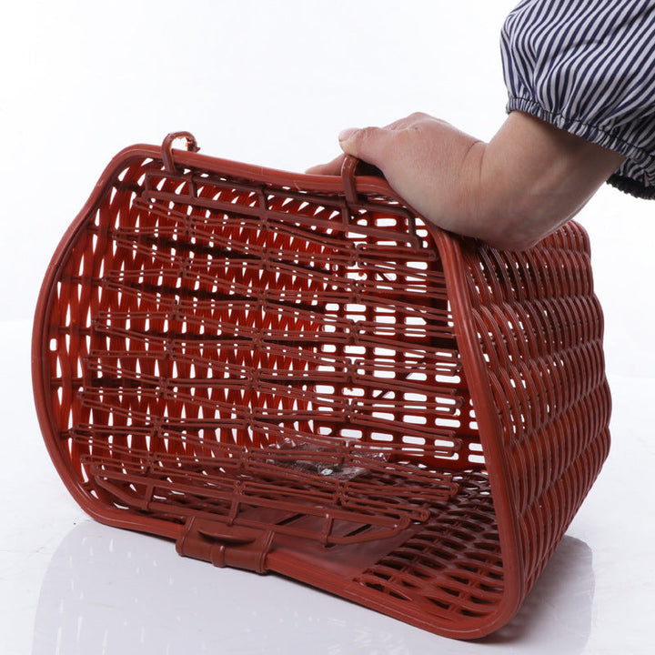 woven front bicycle basket with hinged lid and universal handlebar mount Kalsten