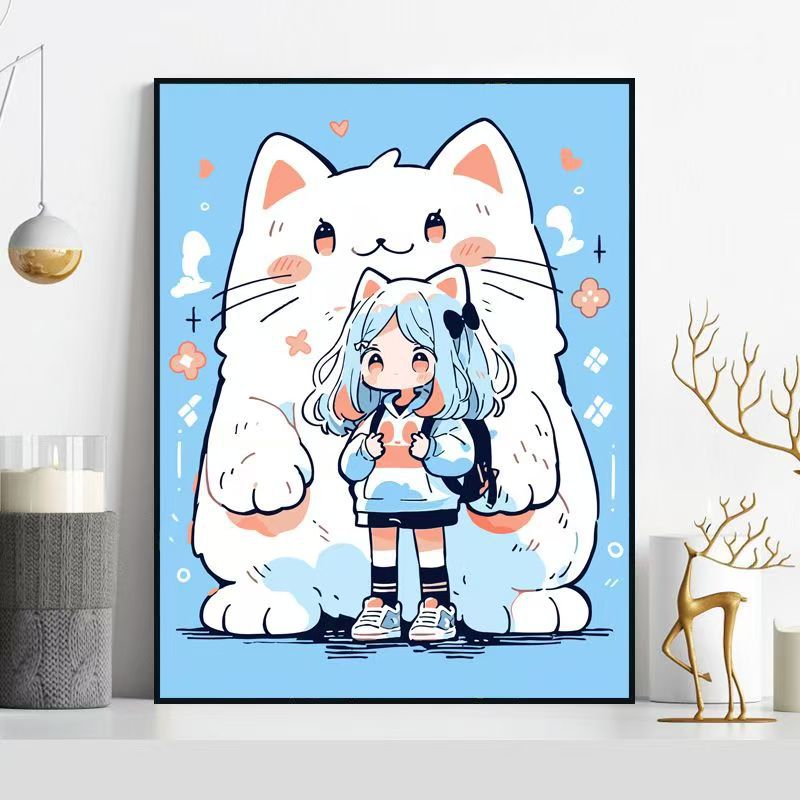 Whimsical Cat-Themed Illustration Wall Art Kalsten