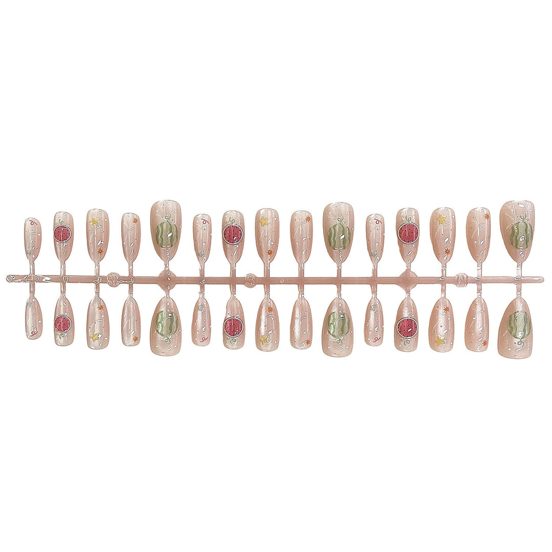 Artistic Press-On Nail Set with Elegant Fruit Designs Kalsten