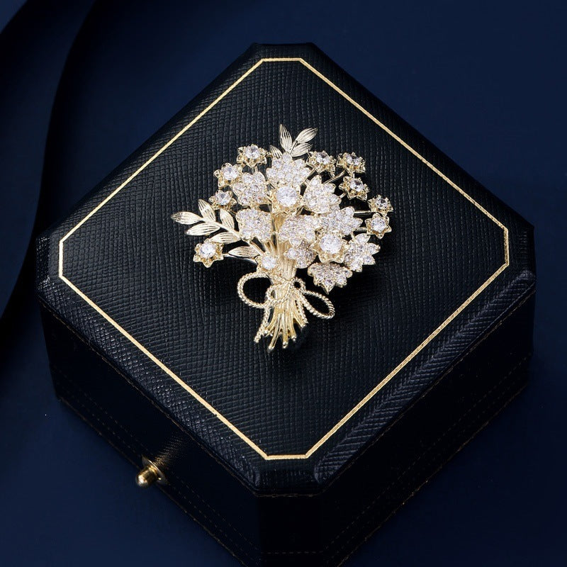 Exquisite Flower Brooch with Sparkling Crystals Kalsten