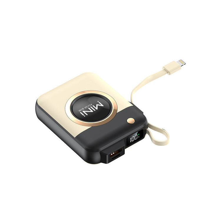 Portable Mini Power Bank with Integrated Charging Cable and Innovative Design Kalsten