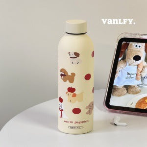 Ladies Insulated Bottle with Playful Dog Motif Kalsten
