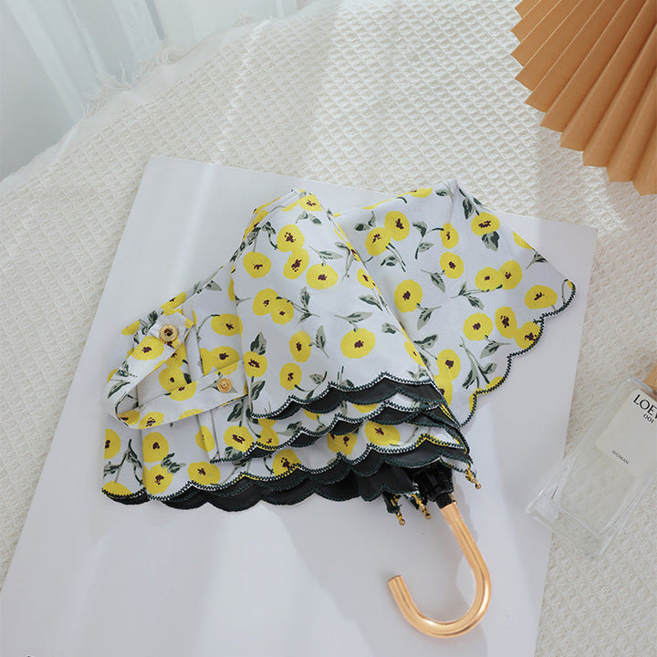 Women's elegant automatic folding umbrella with floral details Kalsten