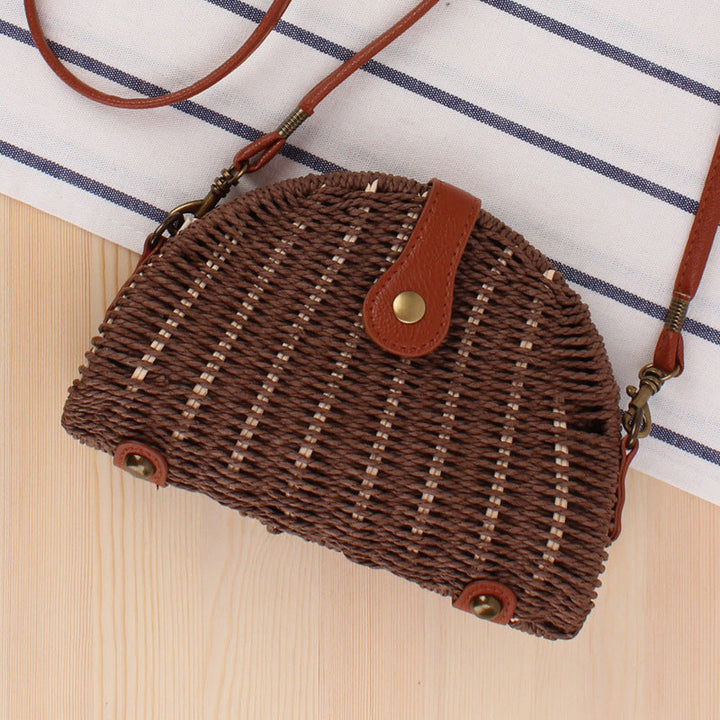 Rattan Shoulder Bag In Crescent Shape Design Kalsten