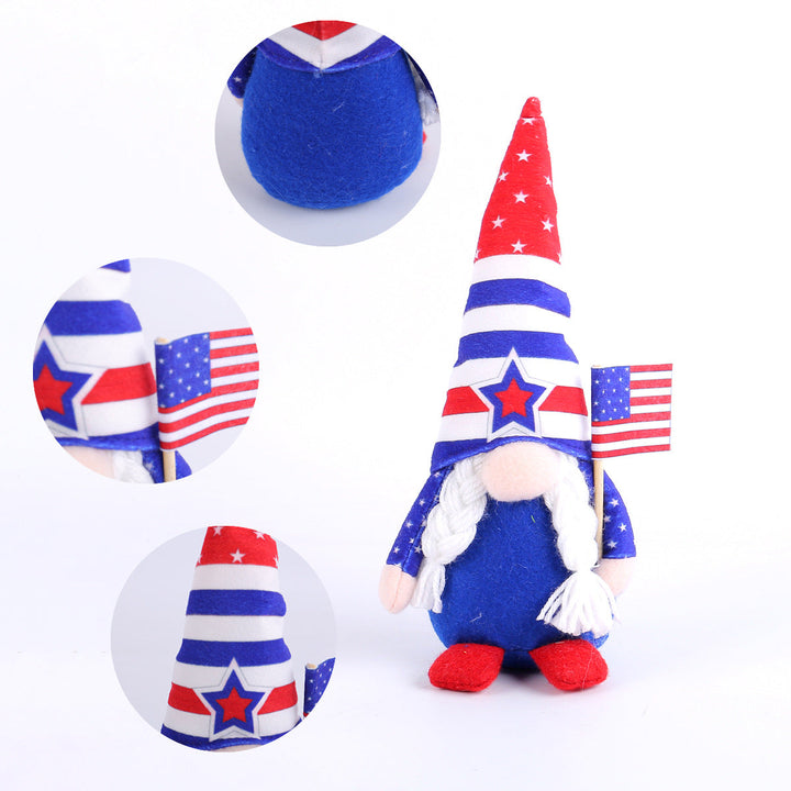 Unisex nan Patriotic Americana Decorative Gnome Plush Set with Star-Spangled Hats Kalsten