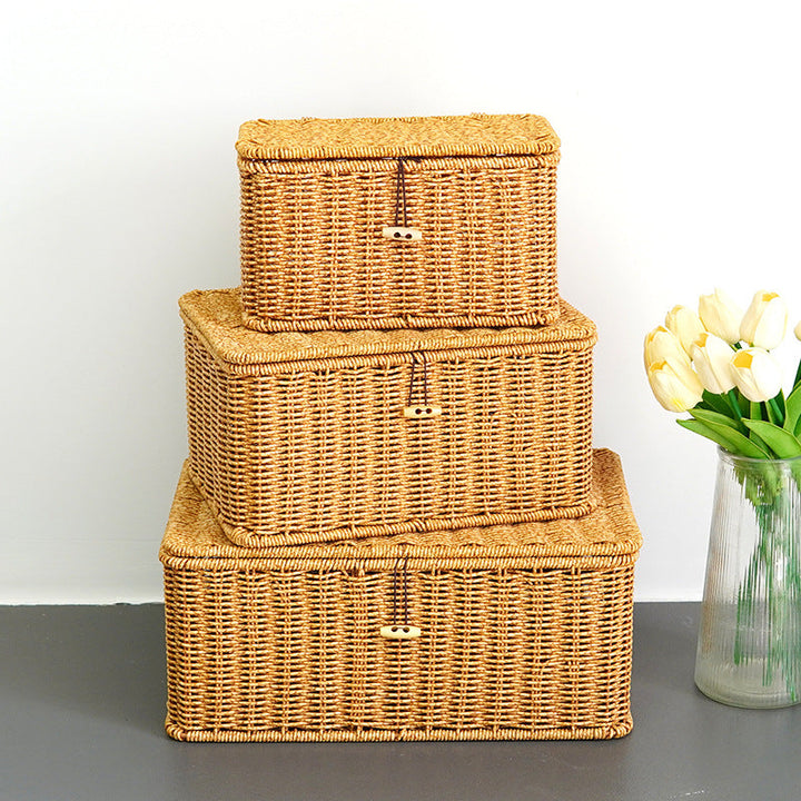 Women Large Storage Basket with Lid Kalsten