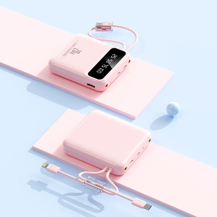 Portable power bank with integrated charging cable and digital display Kalsten