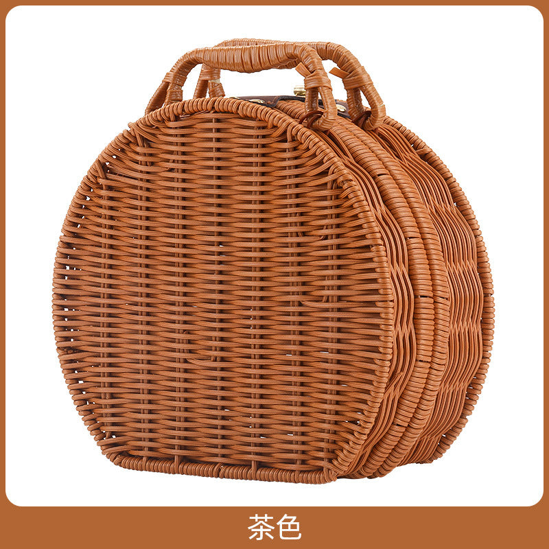 Women Round Wicker Handbag Kalsten