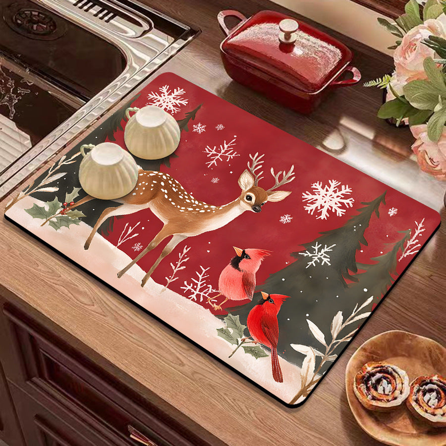 Festive Winter-Themed Kitchen Counter Mat Acalora