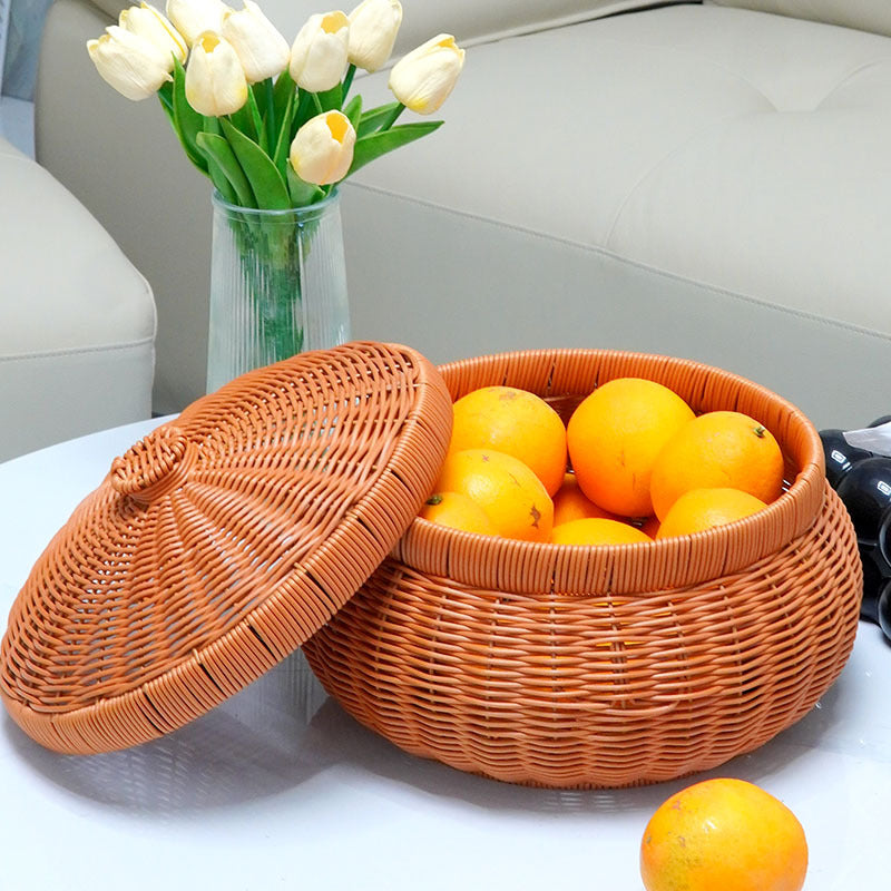 Women's Round Storage Basket with Lid Kalsten