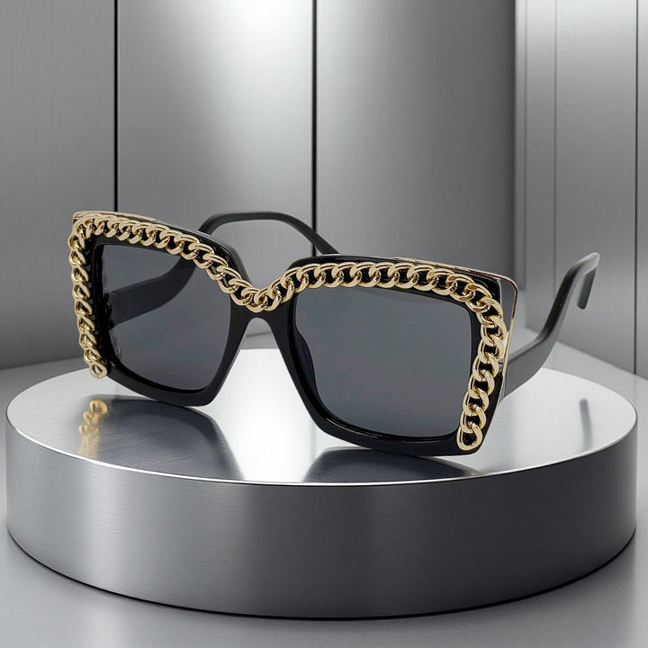 Women's fashionable oversized sunglasses with chain frame Kalsten