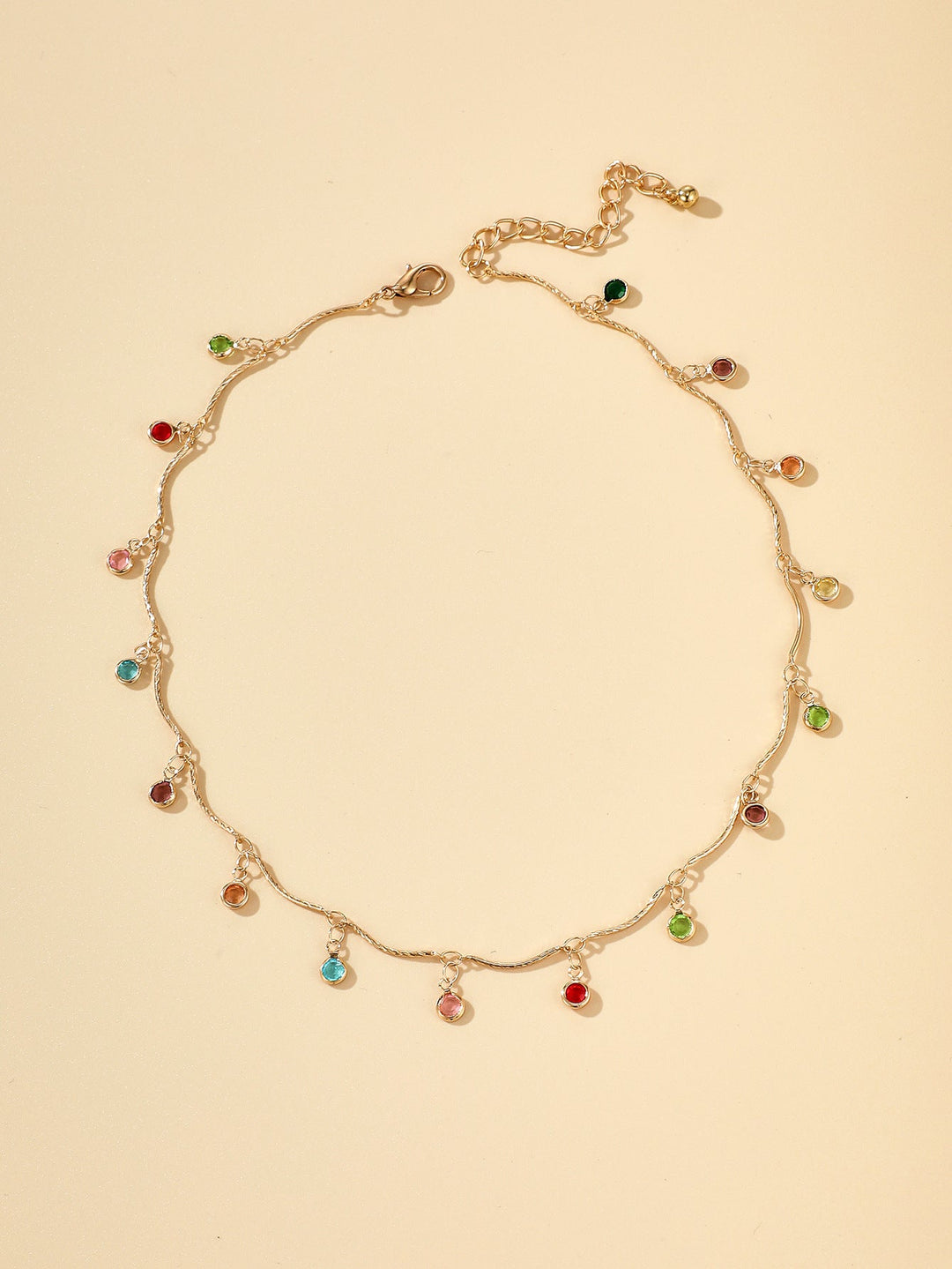 Gold-Plated Gemstone Charm Necklace Kalsten