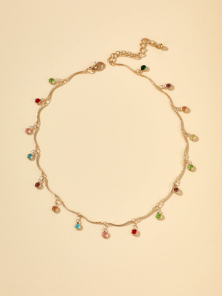 Gold-Plated Gemstone Charm Necklace Kalsten