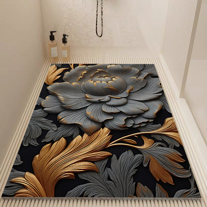 Elegant Floral Pattern Bath Mat Kalsten
