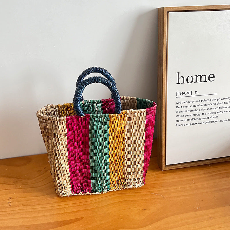 Women's versatile and handcrafted tote bag made of colorful seagrass Kalsten