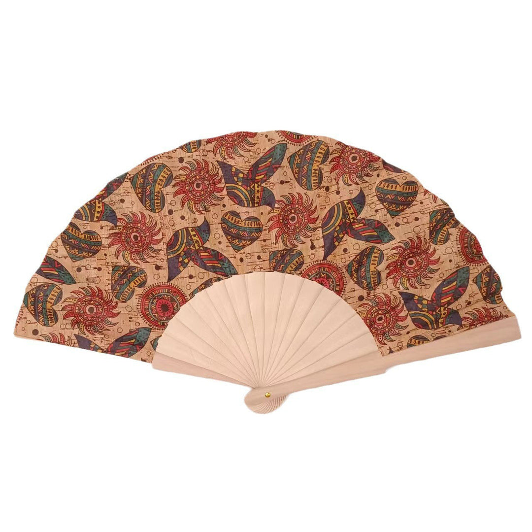 Ladies handcrafted fan made of cork and wood Kalsten