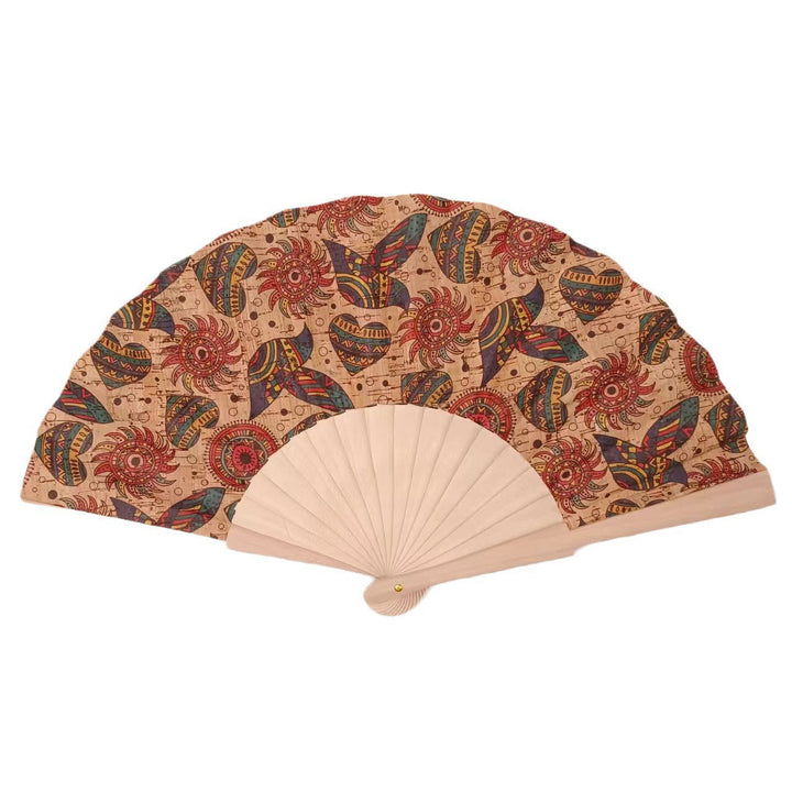 Ladies handcrafted fan made of cork and wood Kalsten