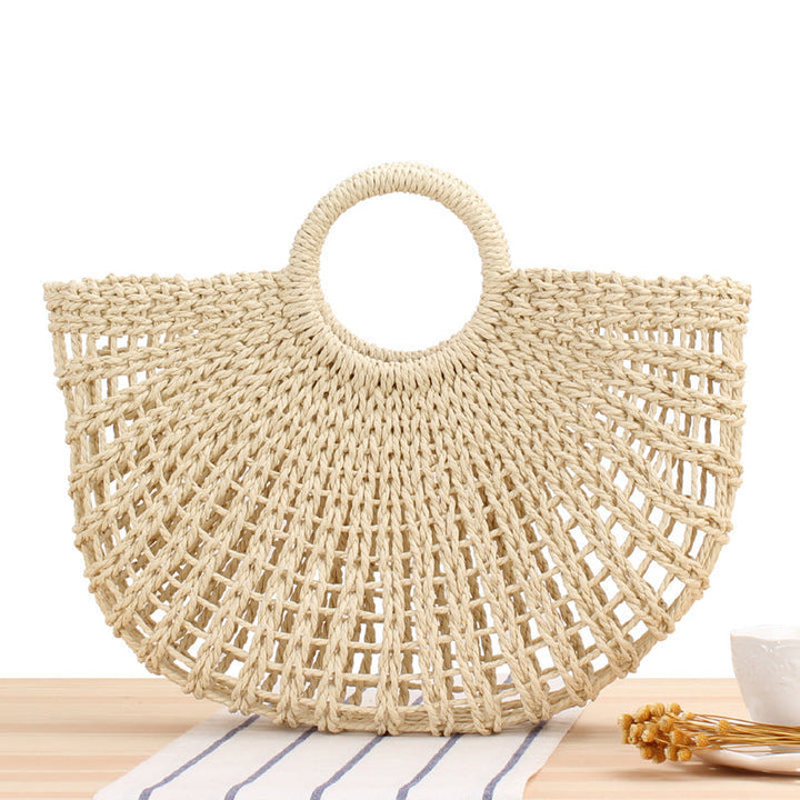 Handbag Made of Handwoven Wicker with Elegant Round Handle Kalsten