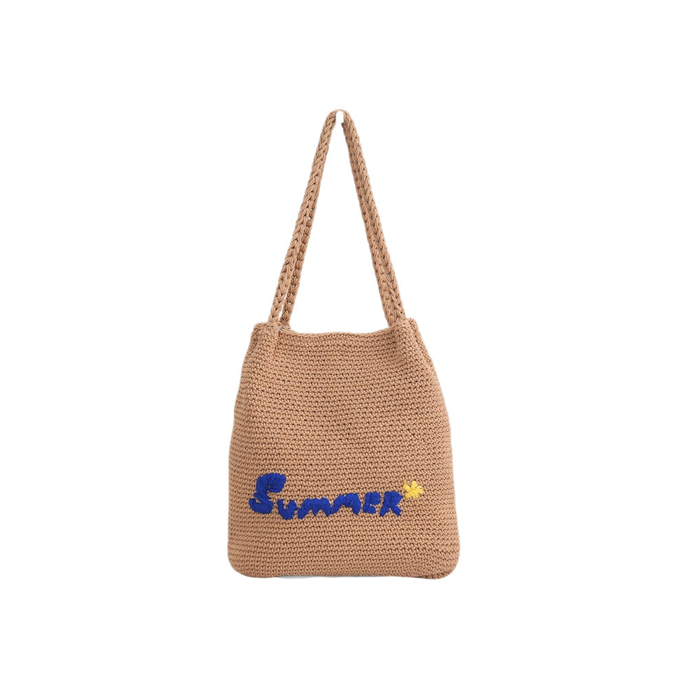 Handcrafted straw bag with summer motif Kalsten