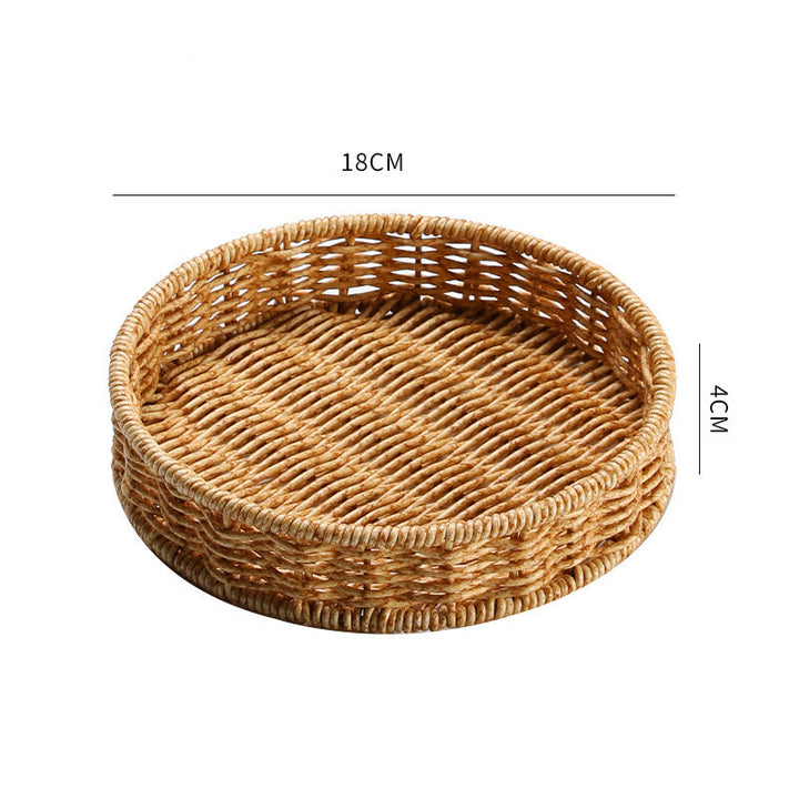 Handcrafted Round Woven Serving Tray Kalsten