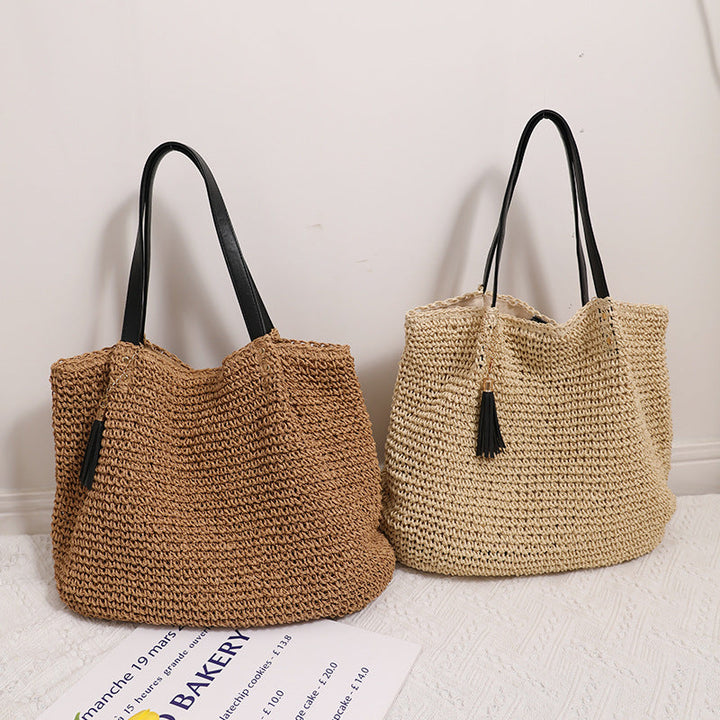 Durable basket bag with synthetic leather handle reinforcement Kalsten