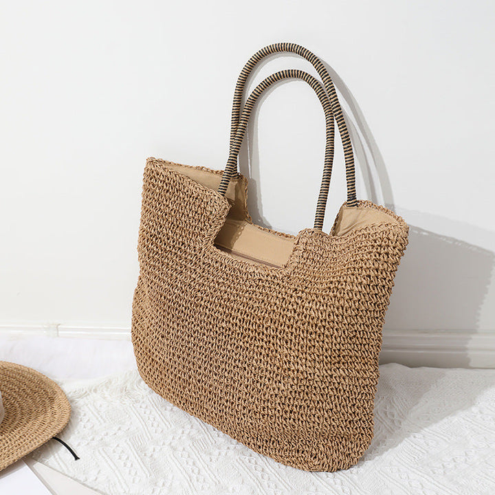 Handmade Massive Shopping Bag Made of Natural Material with Fashionable Scarf Kalsten