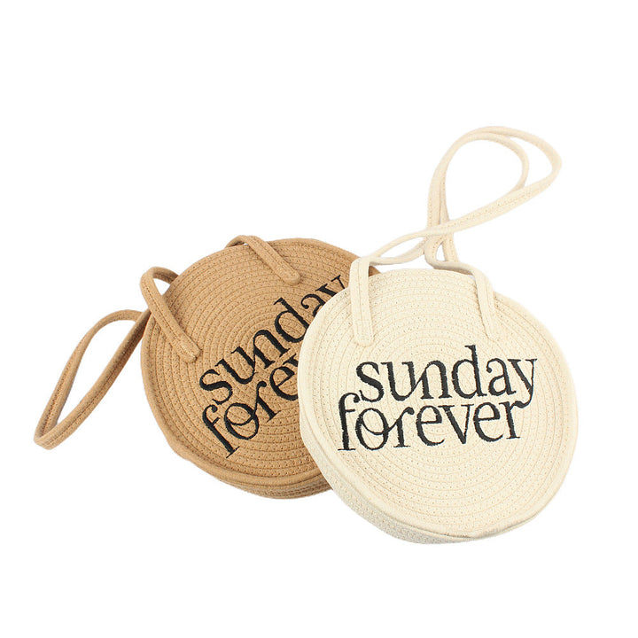 Round tote bag with stylish lettering Kalsten