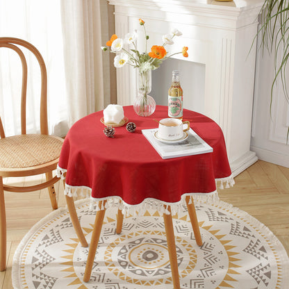 Chic Fringed Round Tablecloth