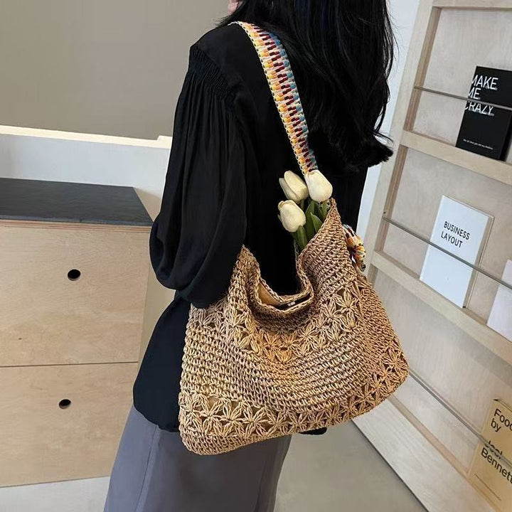 Handcrafted tote bag with colorful shoulder strap Kalsten