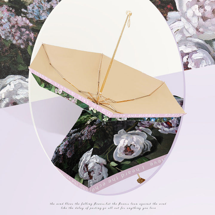 Ladies elegant folding umbrella with floral art design Kalsten